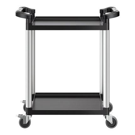 Utility Cart, 300 lbs Load Capacity, 2-tier Utility Plastic Cart with 360° Swivel Wheels (2 with Brakes), 24.4 x 16.1-inch Food Service Cart for Warehouse, Office, Home, Restaurant, Kitchen.