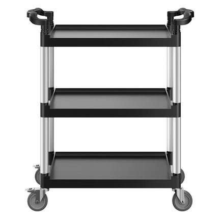 Utility Cart, 300 lbs Load Capacity, 3-tier Utility Plastic Cart with 360° Swivel Wheels (2 with Brakes), 24.4 x 16.1-inch Food Service Cart for Warehouse, Office, Home, Restaurant, Kitchen.