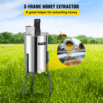 3/6 Frame Electric Honey Extractor Beekeeping Stainless Steel W/ 3 Legs.