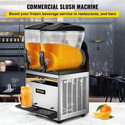 Commercial Slush Machine Margarita Slush Maker 2x15L Frozen Drink Machine.