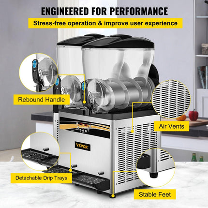 Commercial Slush Machine Margarita Slush Maker 2x15L Frozen Drink Machine.