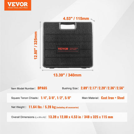 Mortising Attachment for Drill Press, 4 Model Drills Square Hole Chisel Set, Bench Drill Locator Set Mortise and Tenon Tools with 5 Bushings, for Woodworking Mortising Tenoning Drilling Machine.