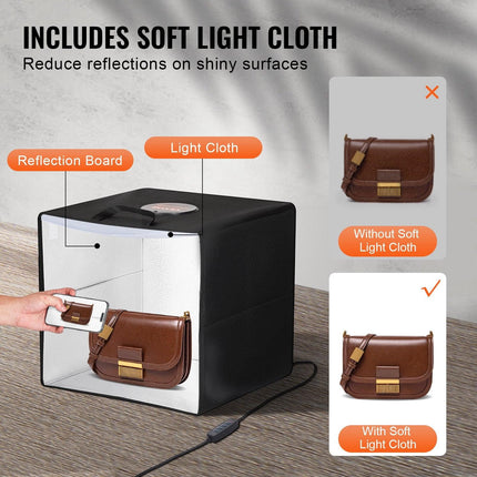 Photo Studio Light Box 3000-5600K 6 Double-Sided Color Backdrops, 31.5 x 31 x 31 cm.
