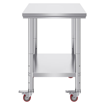 Stainless Steel Work Table with Wheels 24 x 30 Prep Table with casters Heavy Duty Work Table for Commercial Kitchen Restaurant Business (24 x 30 x 33.8 Inch).