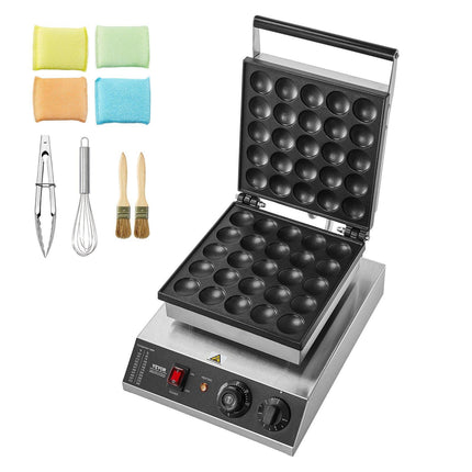 VEVOR Mini Dutch Pancake Maker, 25PCS 43mm Diameter Dorayaki Baker Machine, 1700W Commercial Electric Poffertjes Grill, Non-stick Stainless Steel, Temp & Time Control, for Home Kitchen Restaurant.