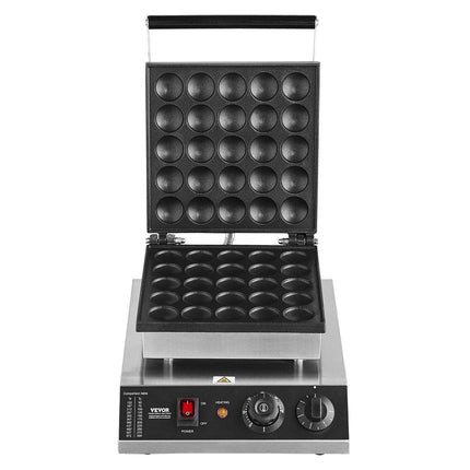 VEVOR Mini Dutch Pancake Maker, 25PCS 43mm Diameter Dorayaki Baker Machine, 1700W Commercial Electric Poffertjes Grill, Non-stick Stainless Steel, Temp & Time Control, for Home Kitchen Restaurant.