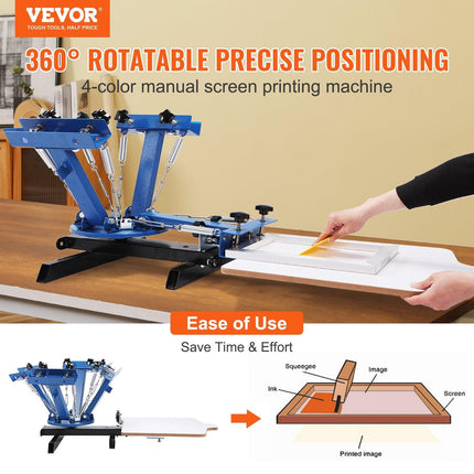 VEVOR 4 Color 1 Station Silk Screening Screenprint Press Screen Printing Machine.