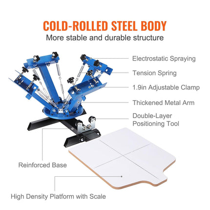 VEVOR 4 Color 1 Station Silk Screening Screenprint Press Screen Printing Machine.