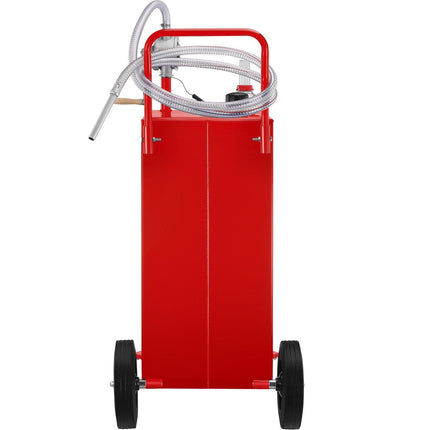 114L Fuel Caddy, Gas Storage Tank & 4 Wheels, with Manuel Transfer Pump, Gasoline Diesel Fuel Container for Cars, Lawn Mowers, ATVs, Boats, More, Red.