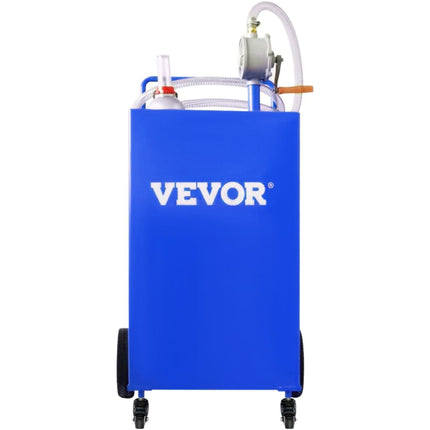 114L Fuel Caddy, Gas Storage Tank & 4 Wheels, with Manuel Transfer Pump, Gasoline Diesel Fuel Container for Cars, Lawn Mowers, ATVs, Boats, More, Blue.