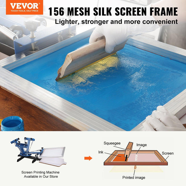 Screen Printing Kit, 6 Pieces Aluminum Silk Screen Printing Frames, 25.4 x 35.6 cm Silk Screen Printing Frame with 156 Count Mesh, High Tension Nylon Mesh and Sealing Tape for T-shirts DIY.