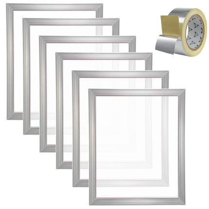 Screen Printing Kit, 6 Pieces Aluminum Silk Screen Printing Frames, 20x24inch Silk Screen Printing Frame with 160 Count Mesh, High Tension Nylon Mesh and Sealing Tape for T-shirts DIY Printing.