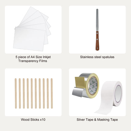 Screen Printing Kit, 2 Pieces Aluminum Silk Screen Printing Frames20.3 x 25.4/25.4 x 35.6cm 110 Count Mesh, 2 Tapes and Screen Printing Squeegees and Transparency Films for T-shirts DIY.