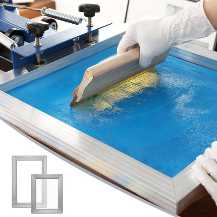 Screen Printing Kit, 2 Pieces Aluminum Silk Screen Printing Frames20.3 x 25.4/25.4 x 35.6cm 110 Count Mesh, 2 Tapes and Screen Printing Squeegees and Transparency Films for T-shirts DIY.