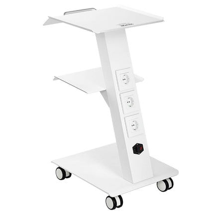 Trolley Cart Dental Lab Mobile Rolling Serving Cart 3 Layers with Socket.
