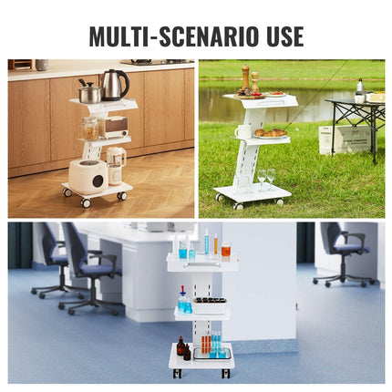 Trolley Cart Dental Lab Mobile Rolling Serving Cart 3 Layers with Socket.