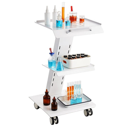 Trolley Cart Dental Lab Mobile Rolling Serving Cart 3 Layers with Socket.