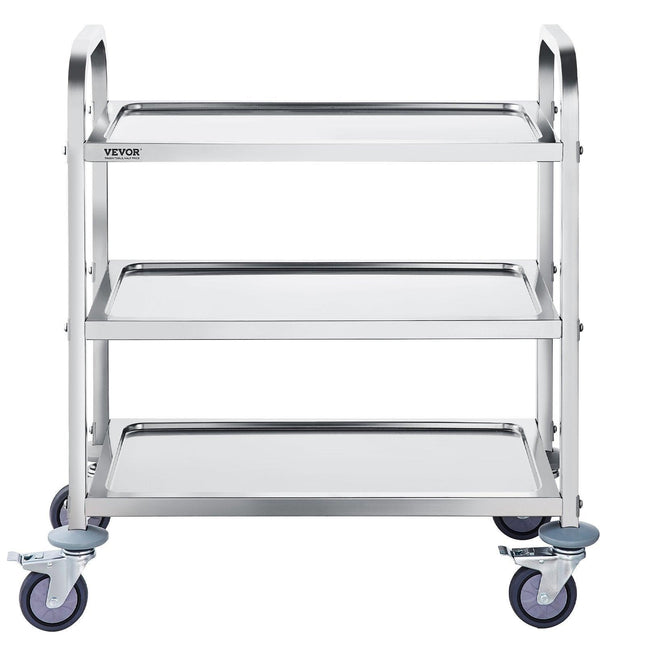 VEVOR Stainless Steel Cart, 3 Layers Lab Utility Cart 181 kg Weight Capacity, Medical Cart with Lockable Universal Wheels, for Lab, Clinic, Kitchen, Salon.