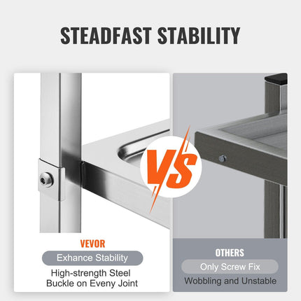 VEVOR Stainless Steel Cart, 3 Layers Lab Utility Cart 181 kg Weight Capacity, Medical Cart with Lockable Universal Wheels, for Lab, Clinic, Kitchen, Salon.