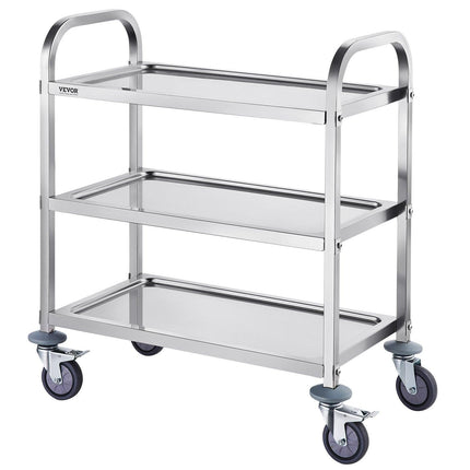 VEVOR Stainless Steel Cart, 3 Layers Lab Utility Cart 181 kg Weight Capacity, Medical Cart with Lockable Universal Wheels, for Lab, Clinic, Kitchen, Salon.