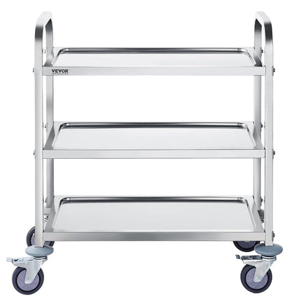 VEVOR Stainless Steel Cart, 3 Layers Lab Utility Cart 181 kg Weight Capacity, Medical Cart with Lockable Universal Wheels, for Lab, Clinic, Kitchen, Salon.