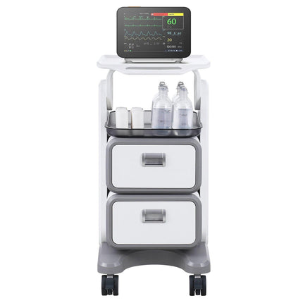 VEVOR 3 Tiers Lab Carts, Lab Utility Cart with 2 Drawers & 1 Top Tray, Mobile Medical Cart with ABS Material, Lab Rolling Cart with 4 Silent Wheels for Lab, Clinic, Hospital, Salon, White.