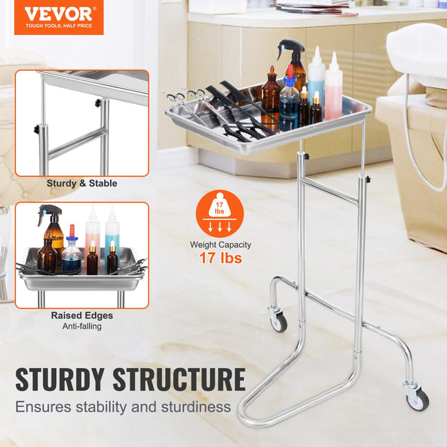 Stainless Steel Lab Cart with Single Tray & 2 Silent Wheels for Lab Clinic.