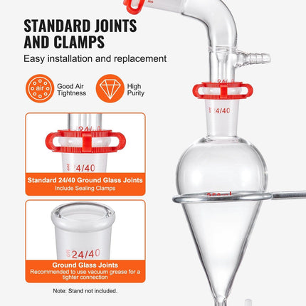 Lab Glassware Distillation Kit 1000ml 3.3 Boro 29 pcs Glassware Equipment.