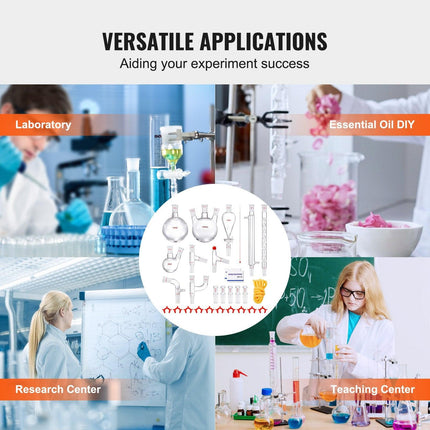 Lab Glassware Distillation Kit 1000ml 3.3 Boro 29 pcs Glassware Equipment.