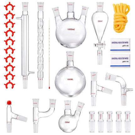 Lab Glassware Distillation Kit 1000ml 3.3 Boro 29 pcs Glassware Equipment.