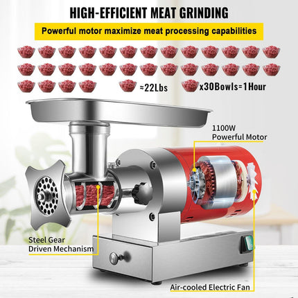 Electric Meat Grinder Machine Electric Meat Mincer 661 Lbs/Hour 1100W.