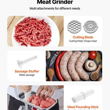 Commercial Electric Meat Grinder 4.5 Lbs/Min Sausage Stuffer Maker Kitchen.