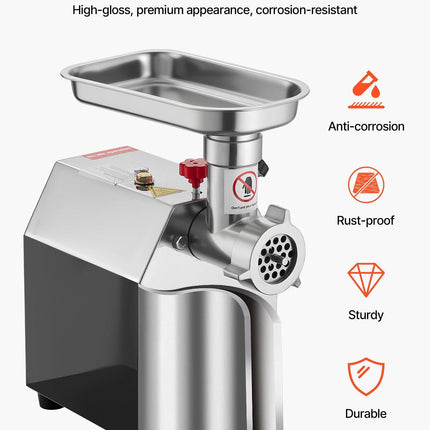 Commercial Electric Meat Grinder 4.5 Lbs/Min Sausage Stuffer Maker Kitchen.