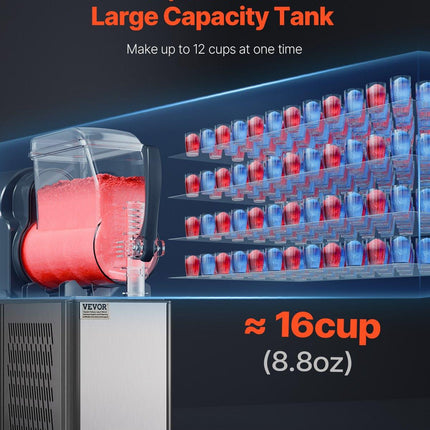 Commercial Slushy Machine, 4L Single Tank Frozen Drink Machine, 16 Cups Stainless Steel Margarita Smoothie Frozen Drink Maker, Slushie Maker for Home Party Restaurants Cafe Bars.