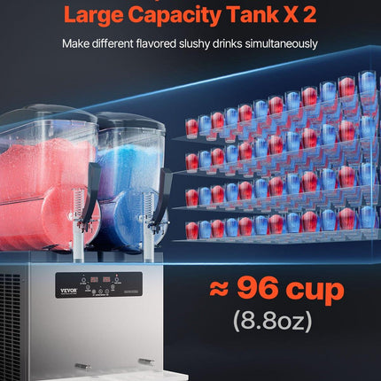 12Lx2 Tank Commercial Slushy Machine Margarita Smoothie Frozen Drink Maker.