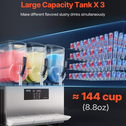 12Lx3 Tank Commercial Slushy Machine Margarita Smoothie Frozen Drink Maker.