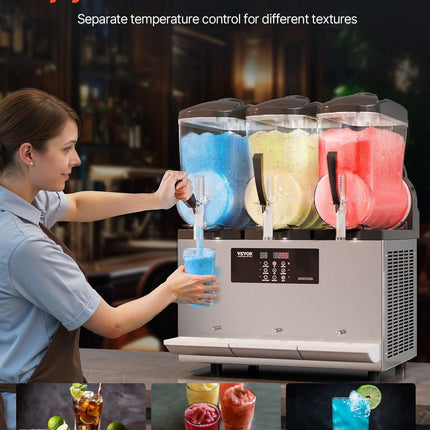 12Lx3 Tank Commercial Slushy Machine Margarita Smoothie Frozen Drink Maker.