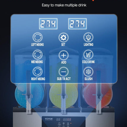 12Lx3 Tank Commercial Slushy Machine Margarita Smoothie Frozen Drink Maker.