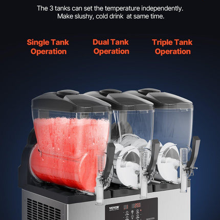 12Lx3 Tank Commercial Slushy Machine Margarita Smoothie Frozen Drink Maker.