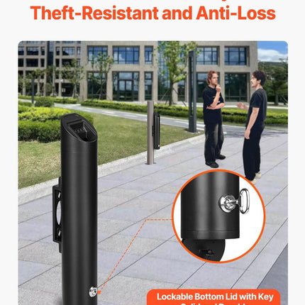 Cigarette Butt Receptacle, Stainless Steel Cylinder Cigarette Butt Container, Wall Mounted and Weatherproof Outdoor Cigarette Butt Disposal for Garden, Office, Restaurant, Hotel, Bar, Black.
