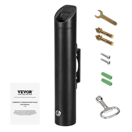 Cigarette Butt Receptacle, Stainless Steel Cylinder Cigarette Butt Container, Wall Mounted and Weatherproof Outdoor Cigarette Butt Disposal for Garden, Office, Restaurant, Hotel, Bar, Black.