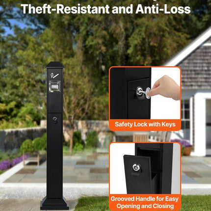 Cigarette Butt Receptacle, Weatherproof Cigarette Butt Container with 4 Disposal Openings & Top Cover, Freestanding Outdoor Cigarette Butt Disposal for Garden, Office, Restaurant, Hotel, Black.
