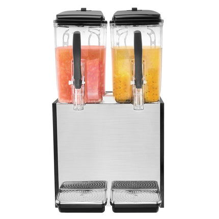 Commercial Beverage Dispenser, 2 Tanks 12 L Per Tank Juice Dispenser, 286W Stainless Steel Ice Tea Drink Machine with 7℃-12℃ Cooling Temperature, for Cold Drink Restaurant Bar Party.