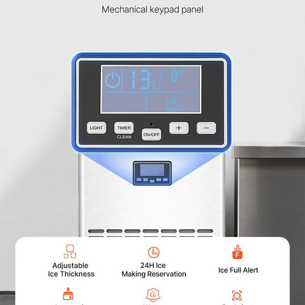 Commercial Ice Maker Machine, 100lbs/24H Ice Maker Machine with 33lbs Storage Capacity, 45 Ice Cubes in 15 Minutes, LED Digital Display Freestanding Self-Cleaning for Bar Office Restaurant.