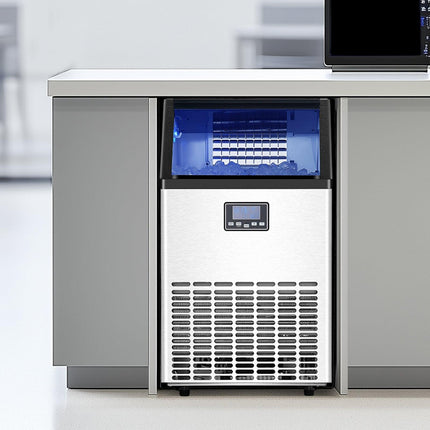 Commercial Ice Maker Machine, 100lbs/24H Ice Maker Machine with 33lbs Storage Capacity, 45 Ice Cubes in 15 Minutes, LED Digital Display Freestanding Self-Cleaning for Bar Office Restaurant.