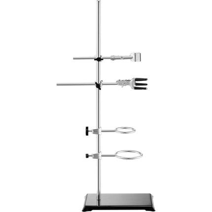 Lab Stand Support, Laboratory Retort Support Stand 2 Sets, Steel Lab Stand 23.6" Rod and 8.3" x 5.3" Cast Iron Base, Includes Flask Clamps, Burette Clamps and Cross Clamps.