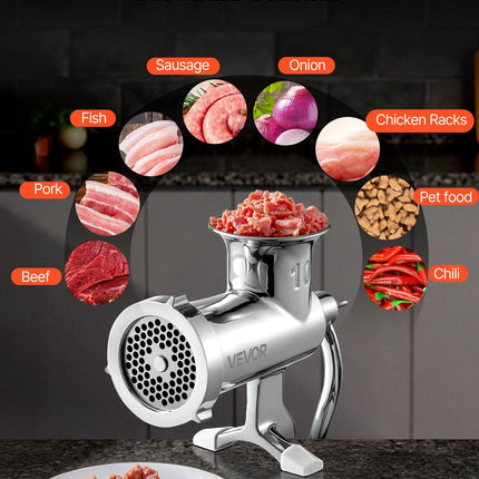 Heavy Duty Meat Grinder Manual Sausage Filler Stainless Steel with Clamp.