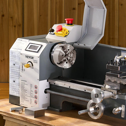 4-Jaw Lathe Chuck, 10 in (250 mm), Lathe Chuck, 0.6-9.84 in (15-250 mm) Clamping Range with T-key Fixing Screws Reversible Jaws, HT300 Cast Iron Material, Internal External for Wood Metal Lathe.