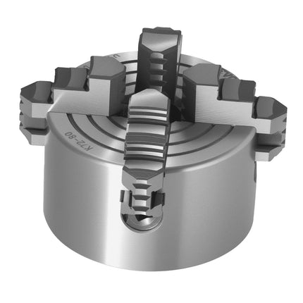 4-Jaw Lathe Chuck, 3 Inch (80 mm), 4-Jaw Chuck, 0.1-3.15 in (5-80 mm) Clamping Range with T-key Fixing Screws Reversible Jaws, HT300 Material, Internal External for Wood Metal Lathe.