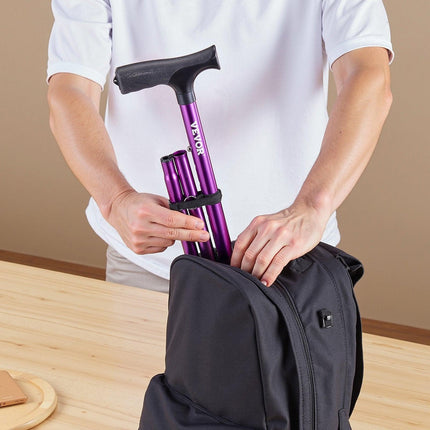 Walking Cane Folding Walking Stick 8-Level Height 4-Pronged Pivoting Base.